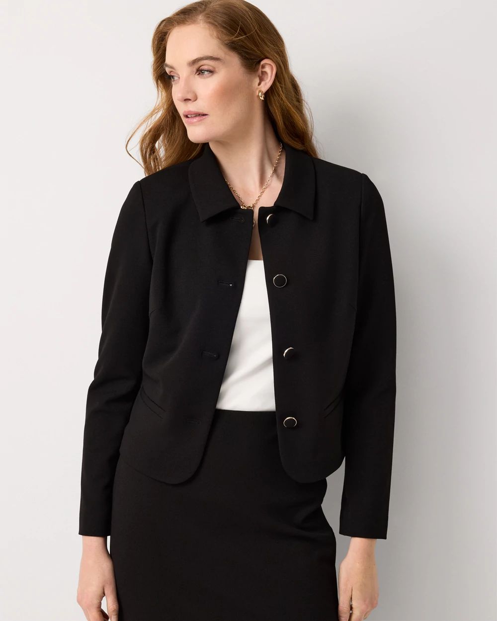 Knit Crepe Cropped Jacket | White House Black Market